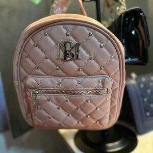 Badgley Mischka Pink Quilted Backpack